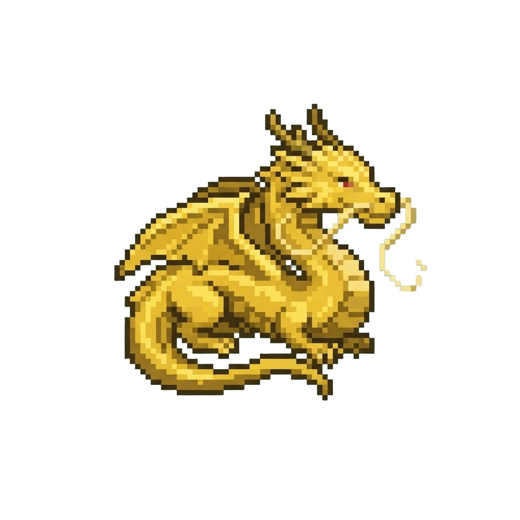 A Majestic Golden Dragon with Flowing Whiskers