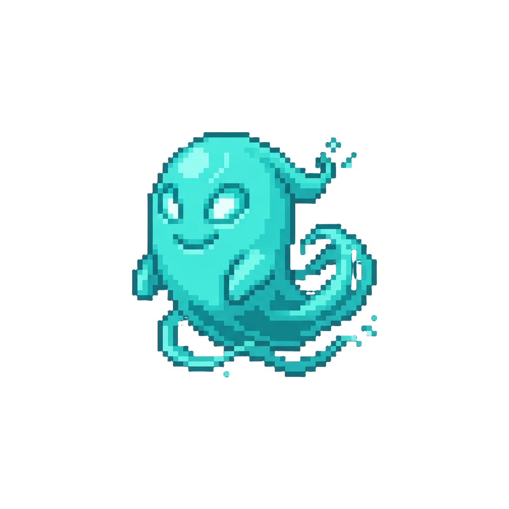 A Glowing Neon-cyan Playful Specter
