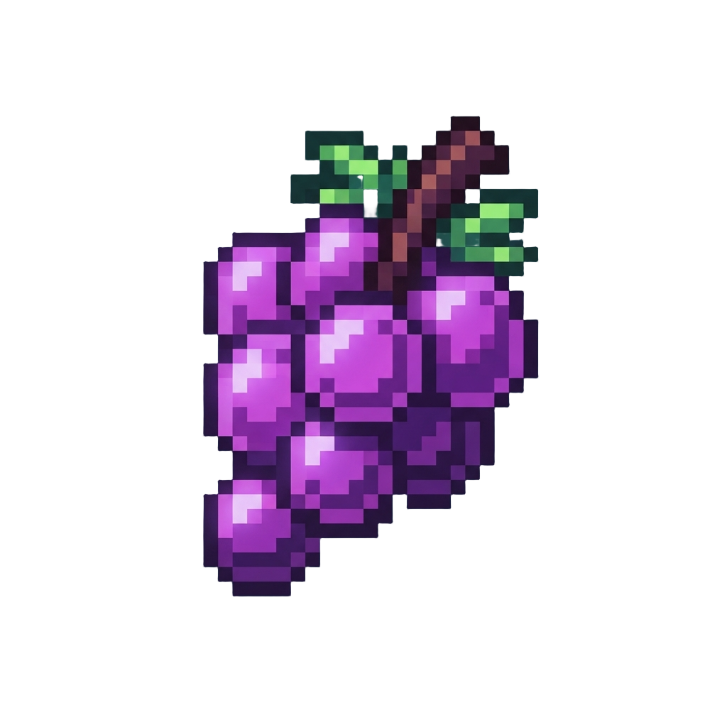 A Glowing Purple Neon Grape Cluster