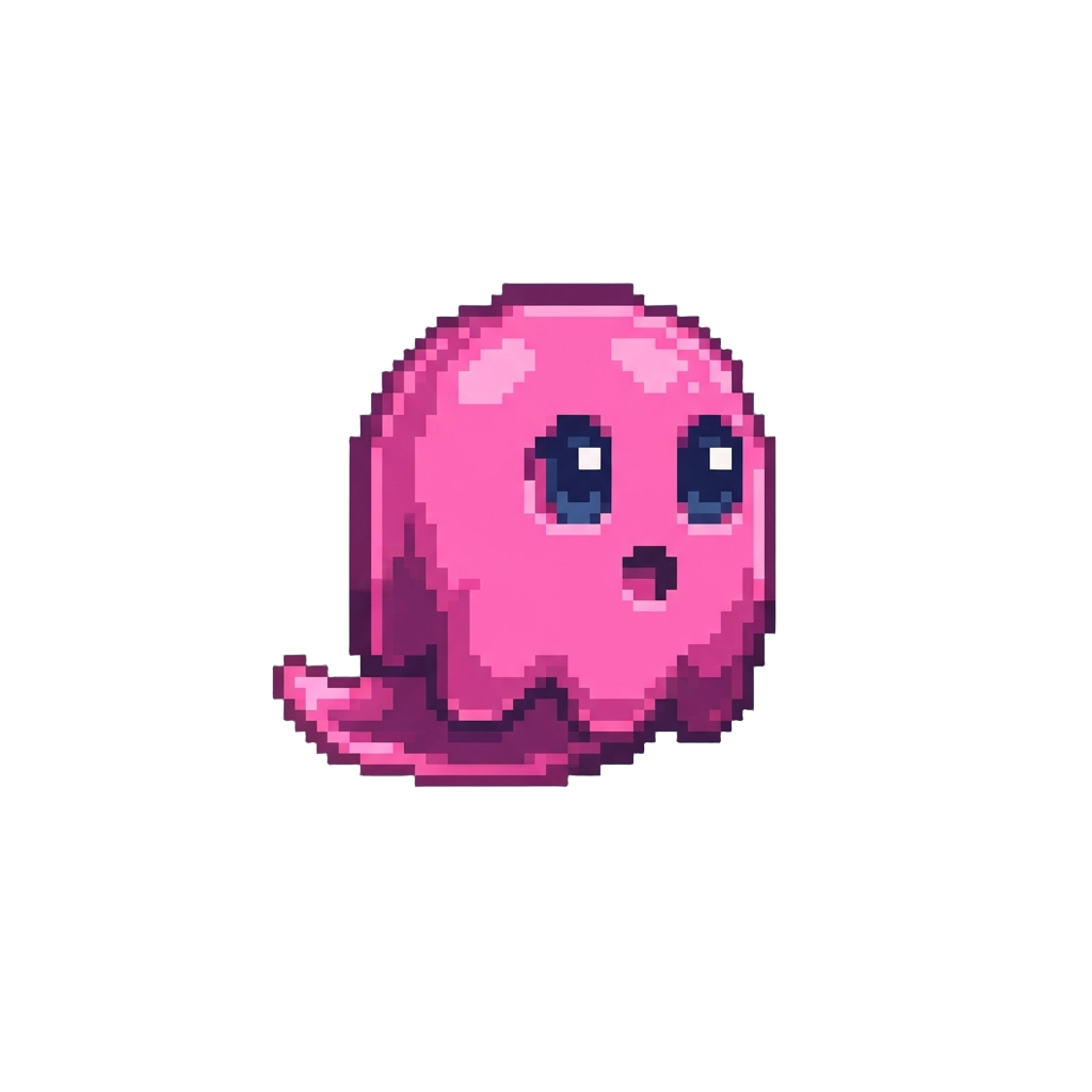 A Floating Neon-pink Arcade Ghost