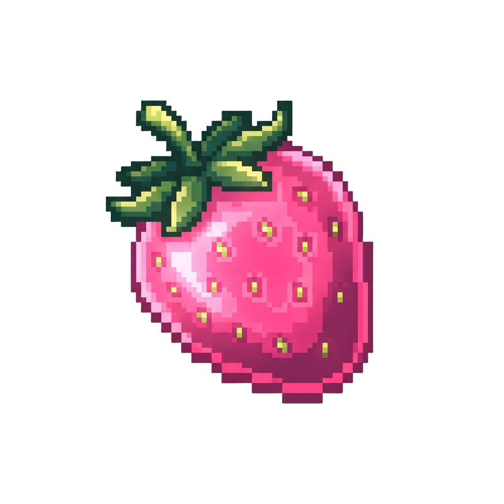 A Glowing Pink Neon Strawberry