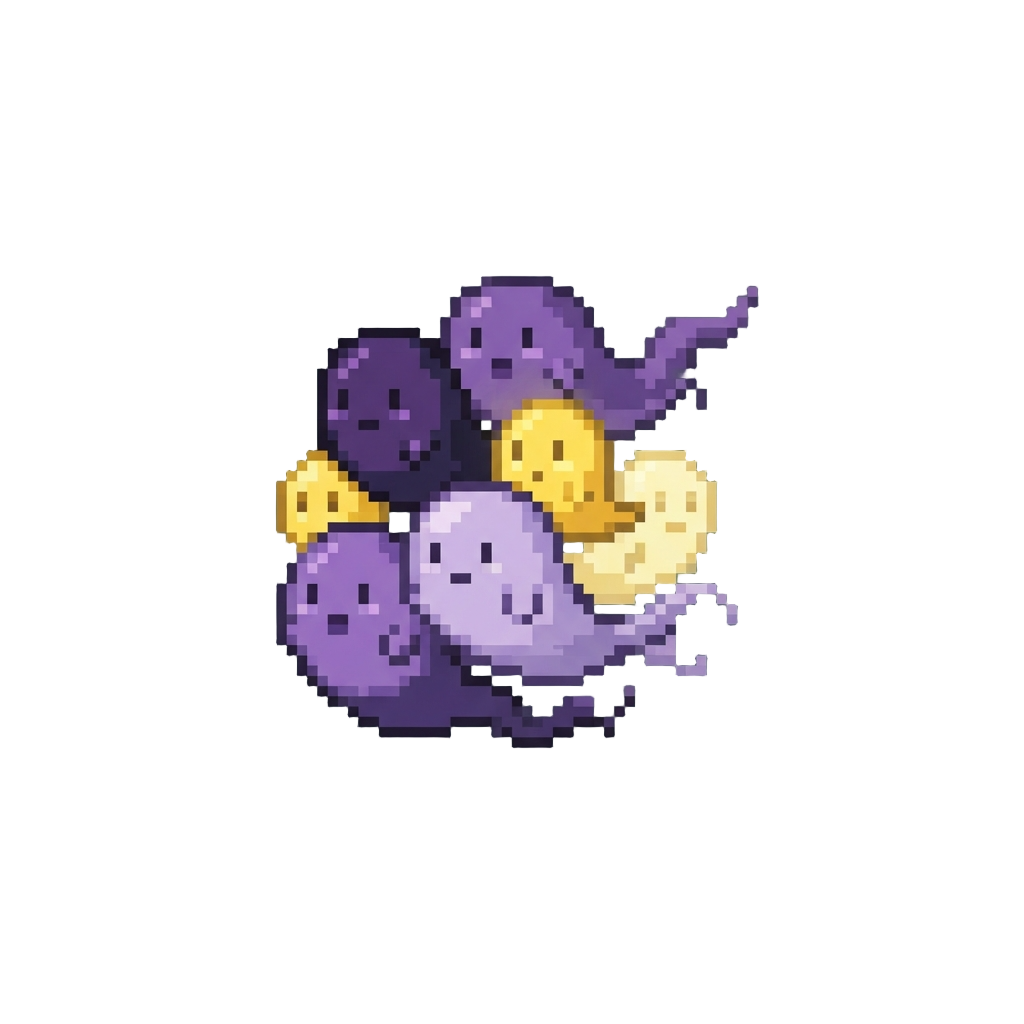 A Cluster of Purple and Yellow Ghosts
