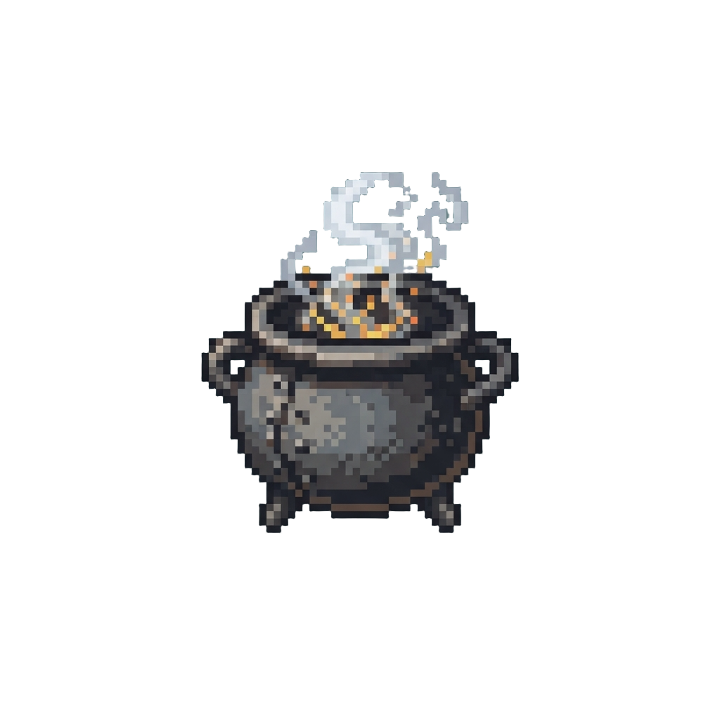 A Smoking Wrought-iron Cauldron Charm
