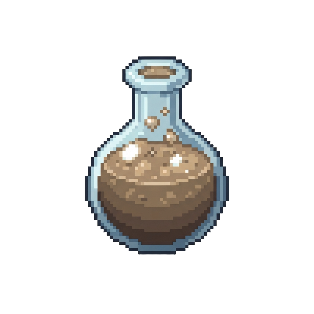 A Murky Bubbling Brown Laboratory Flask