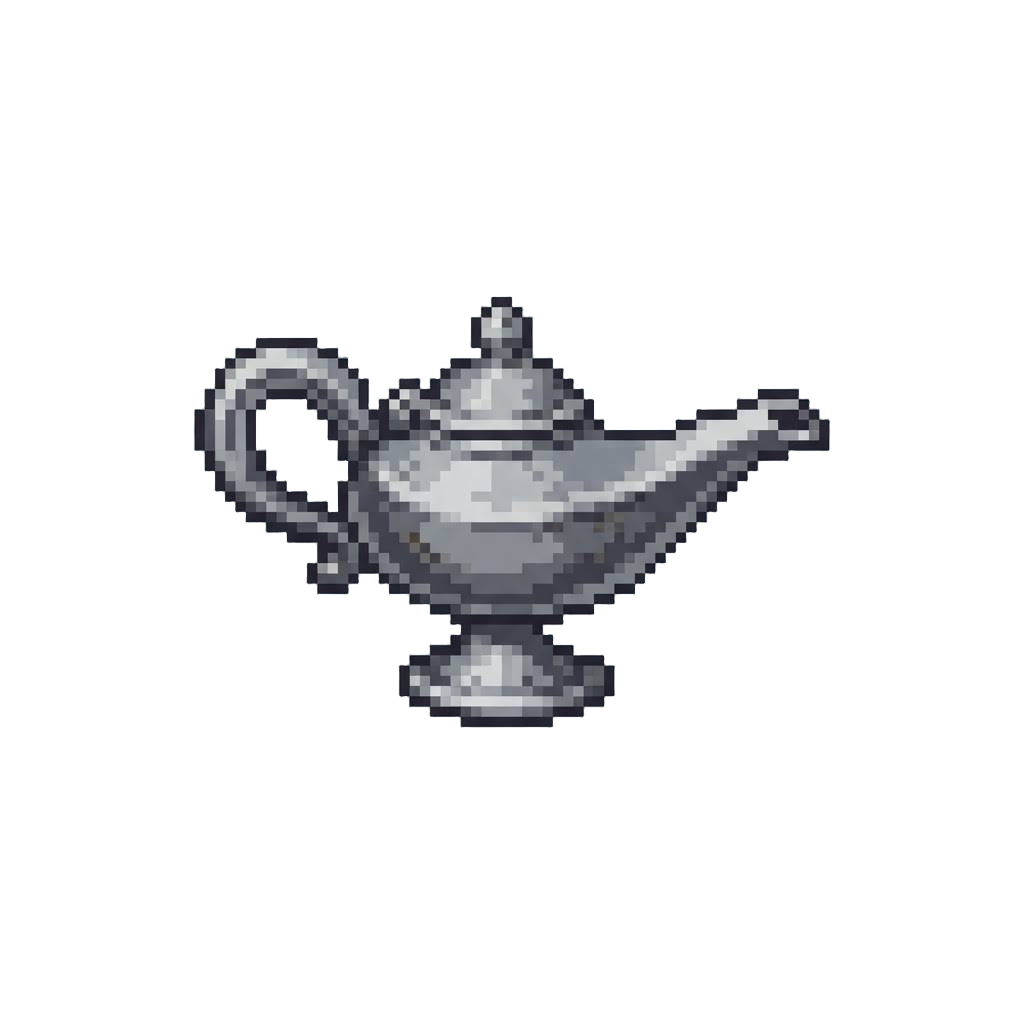 A Polished Antique Silver Genie Lamp