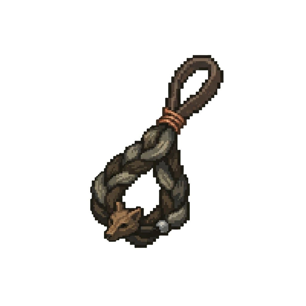 A Braided Wolf-fur Leather Talisman