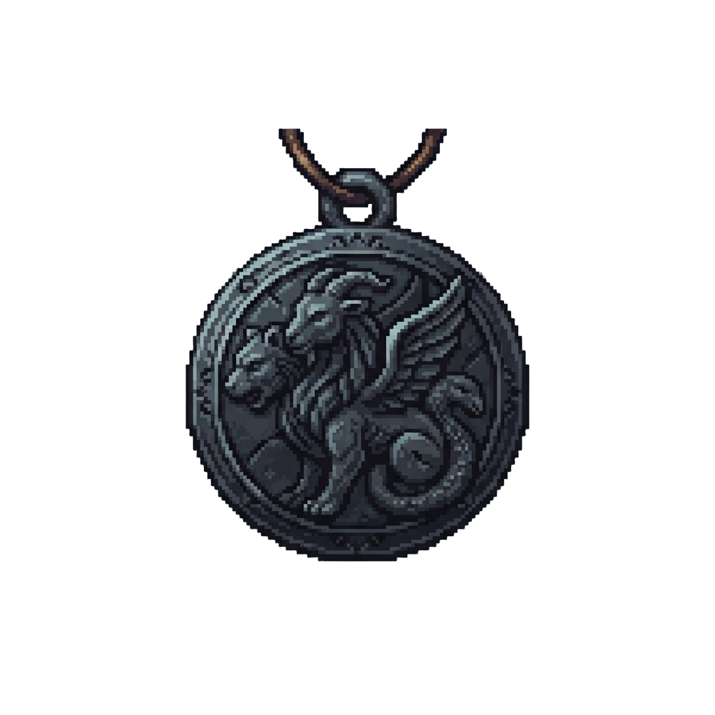 A Carved Obsidian Chimera Medallion