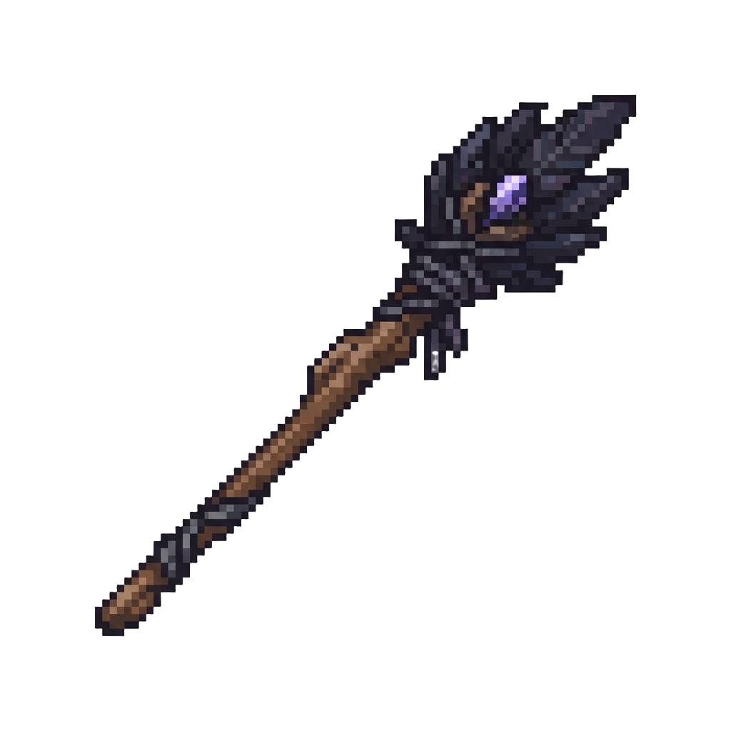 A Raven-feather Enchanted Wand