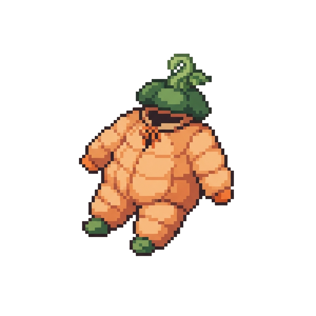 A Fluffy Pumpkin Jumpsuit with a Green Stem Hat