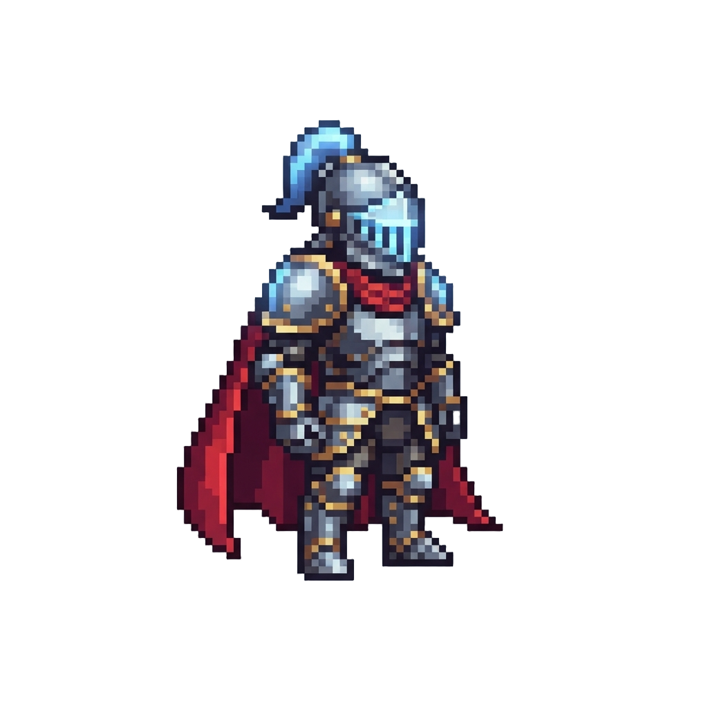 A Glowing Armored Knight Costume with a Cape