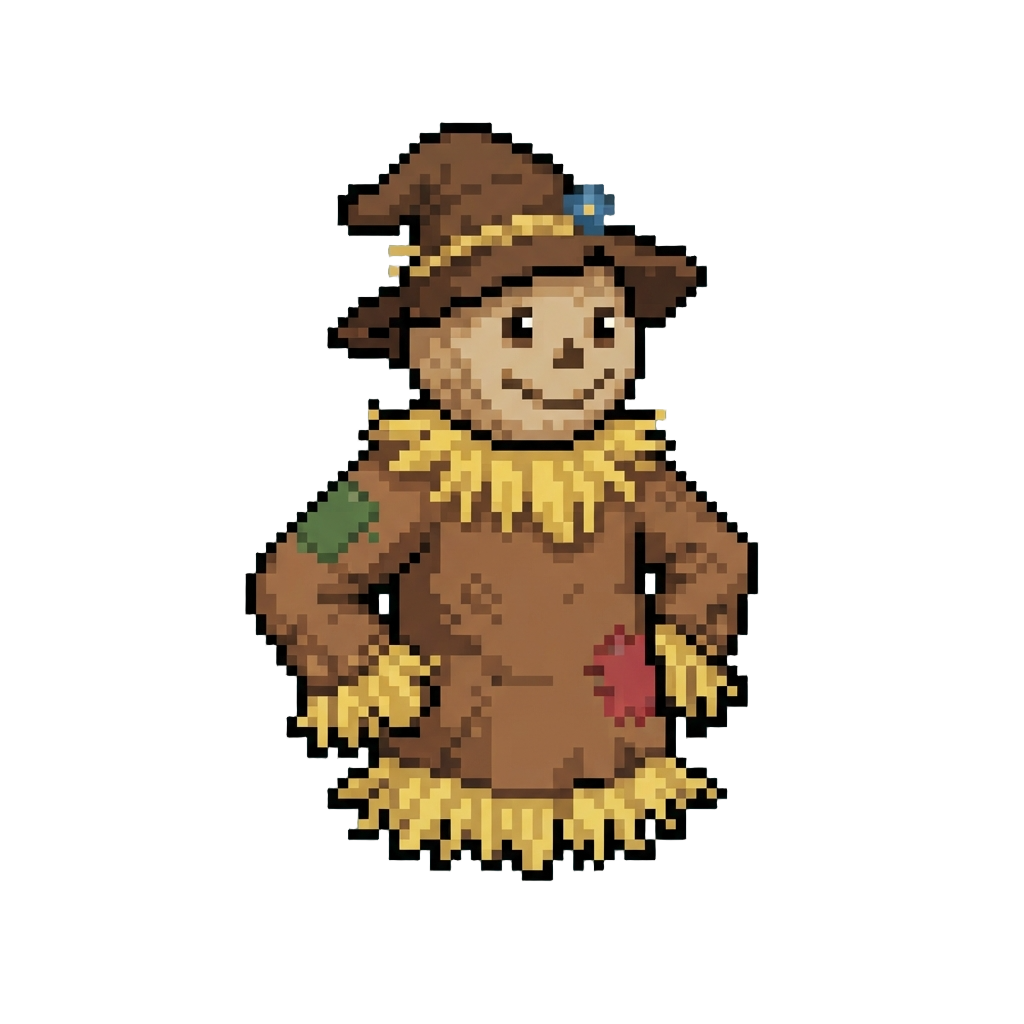 A Friendly Scarecrow Costume with Straw Trim