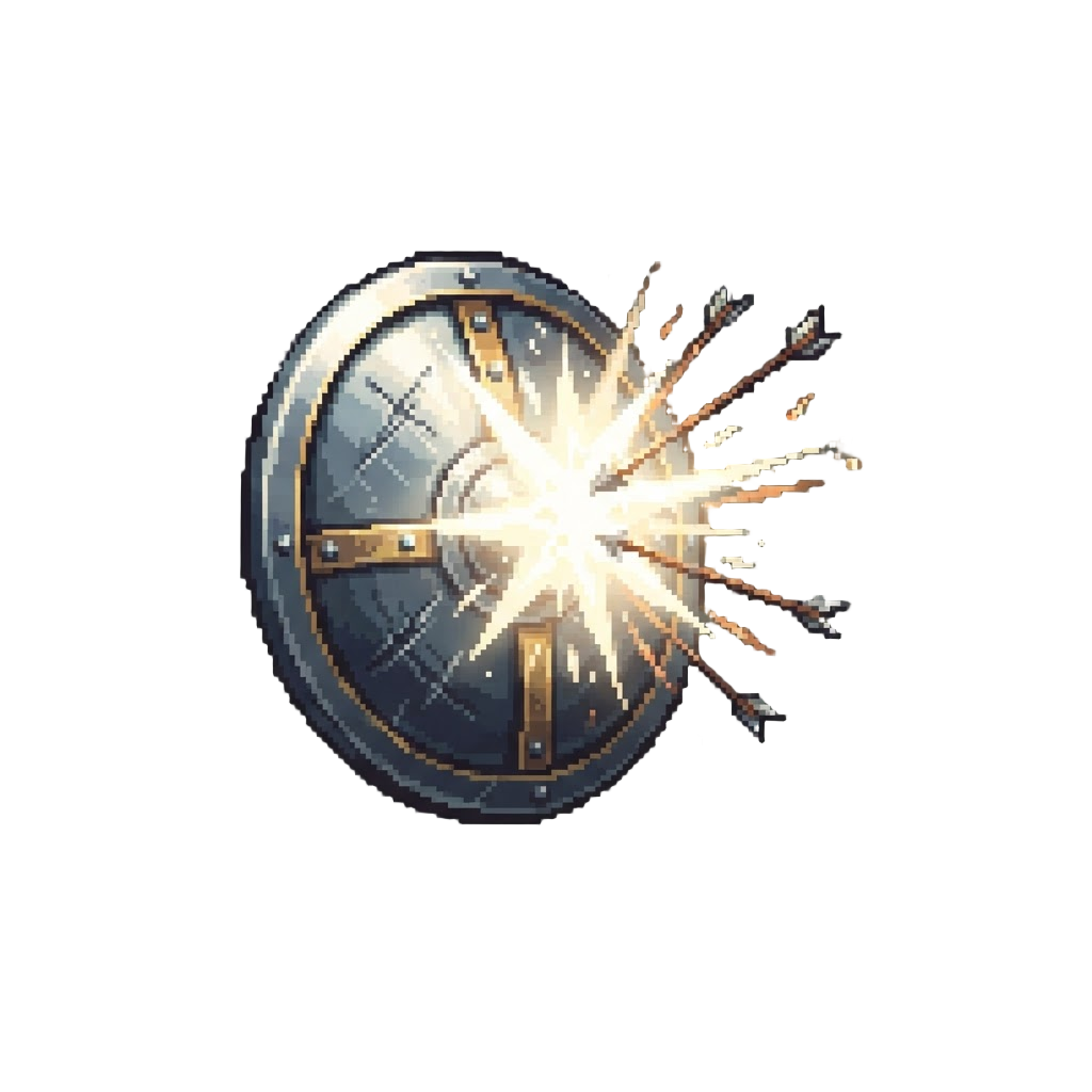 A Blinding White Shield Flash Repelling the Projectiles