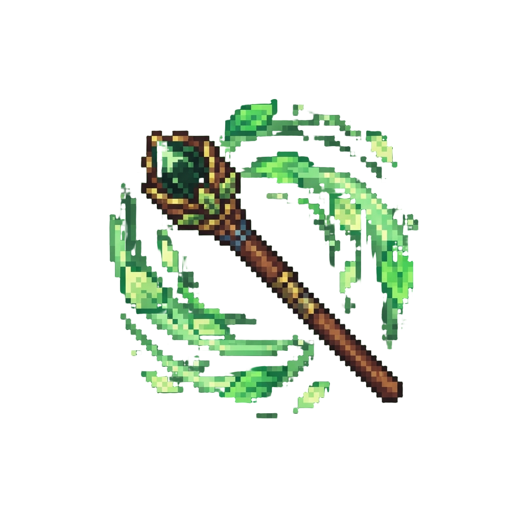 Surrounded by a Swirling Vortex of Glowing Green Leaves