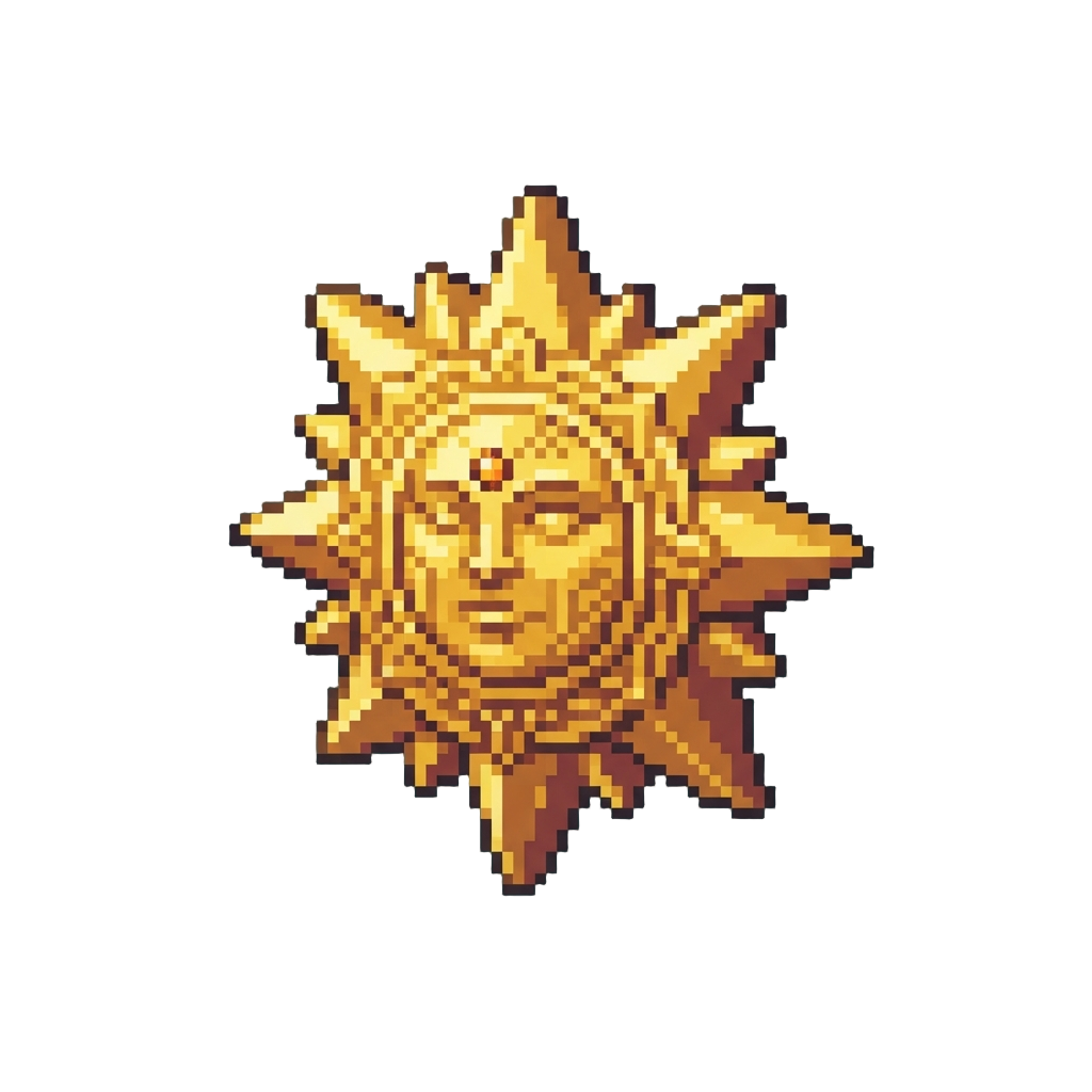 A Glowing Golden Sun Crest