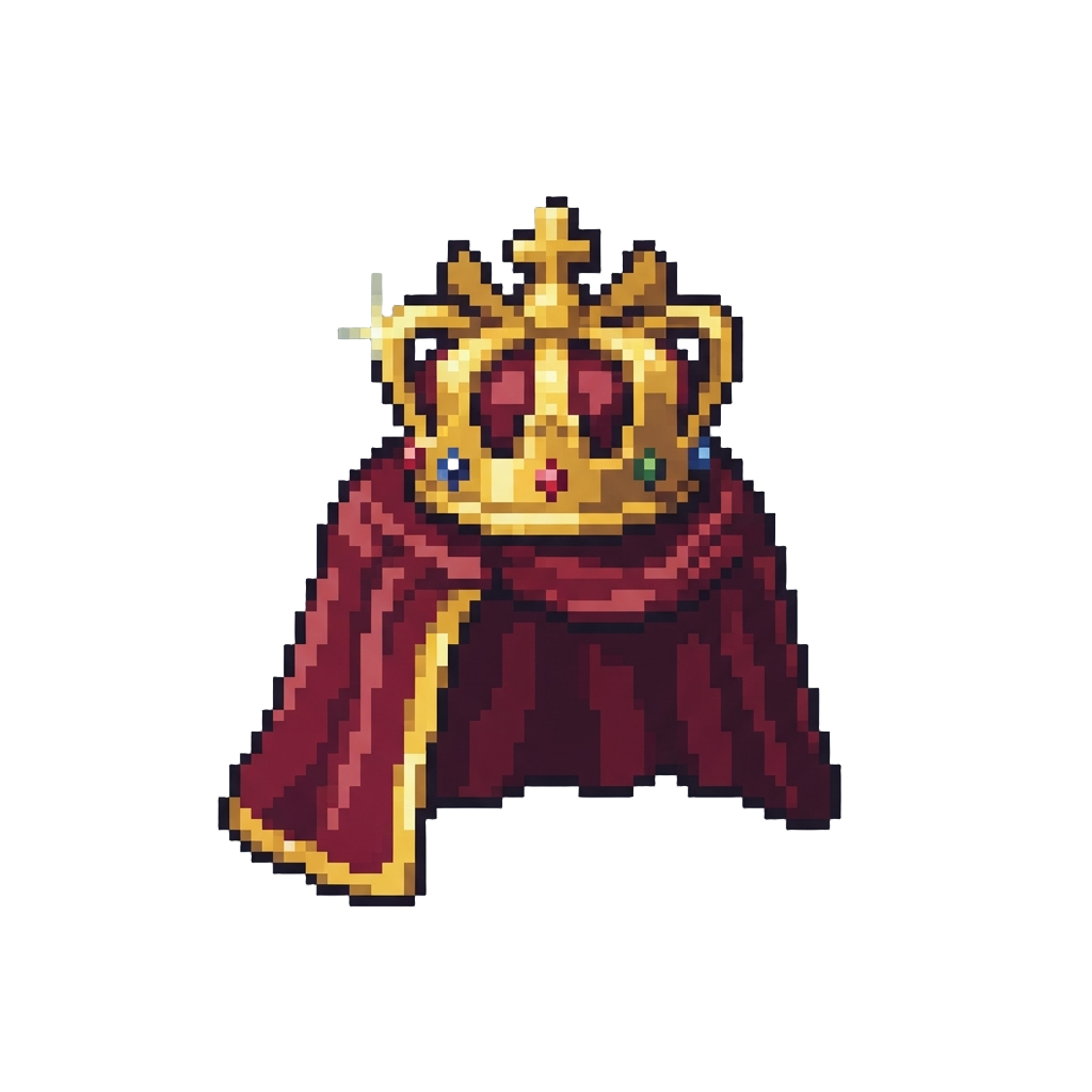 A Towering Golden King Crown and Velvet Cape