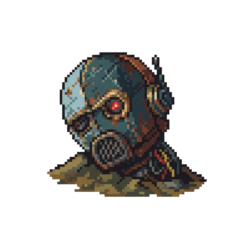 A Half-buried Ancient Droid Head