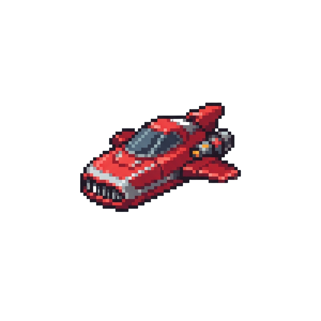 A Sleek Red Cloud Speeder