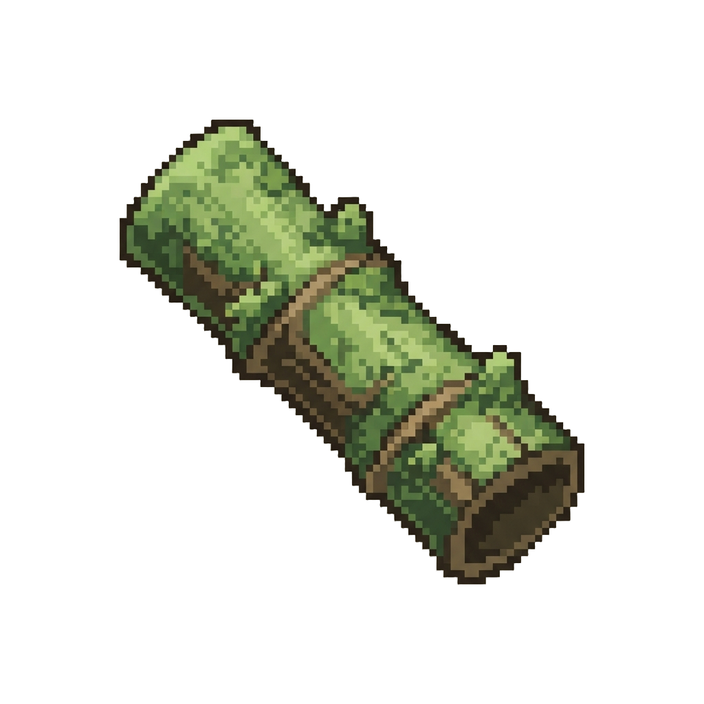 A Thick Mossy Bamboo Log