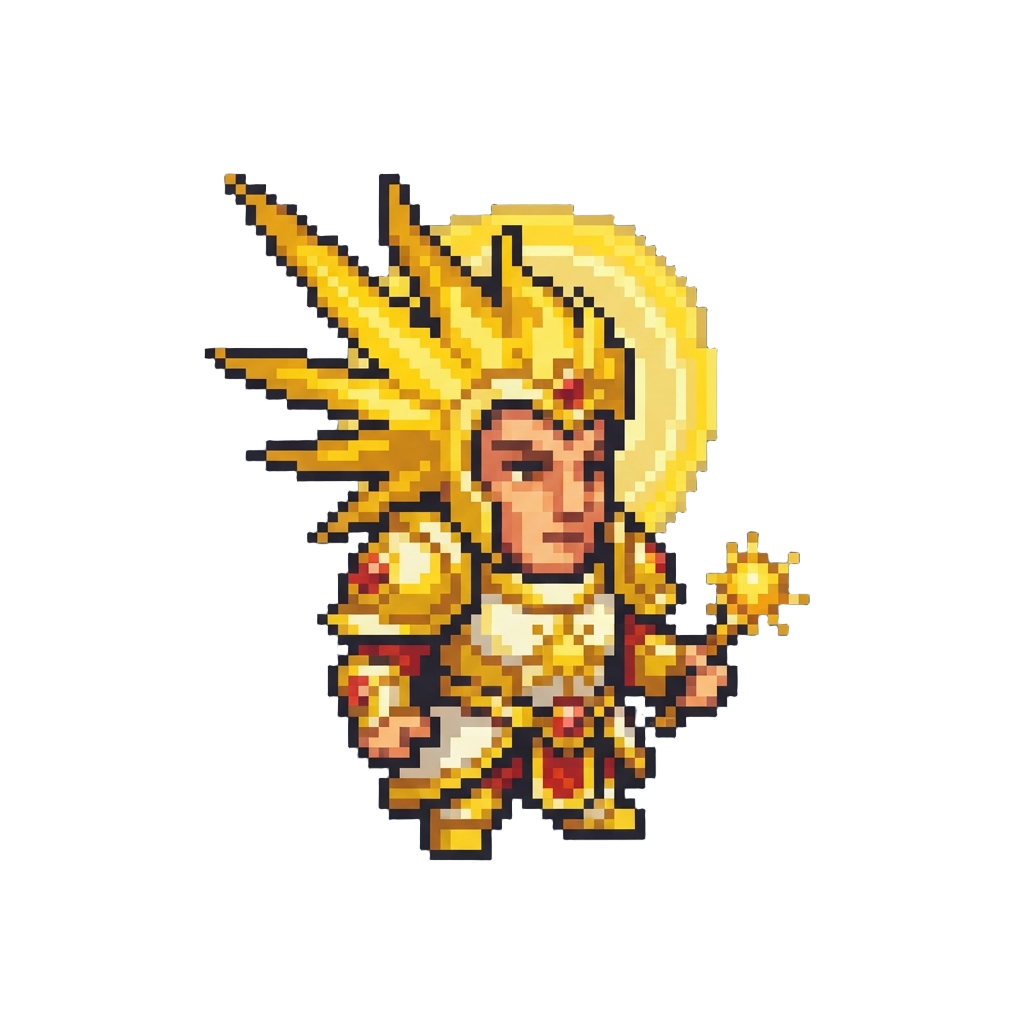 A Solar Deity with a Blinding Radiant Crest and Light Halo