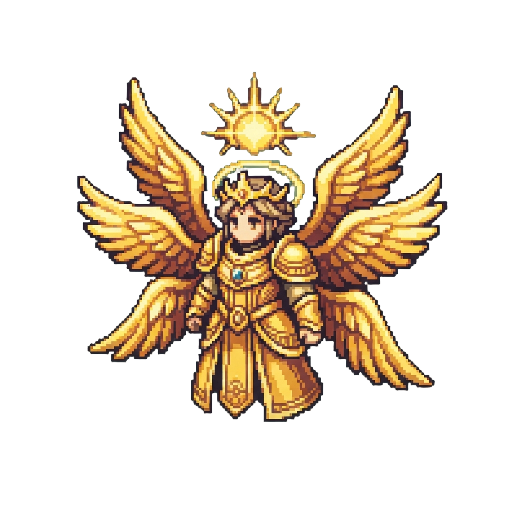 A Supreme Godform with Six Grand Golden Wings and a Floating Solar Crown
