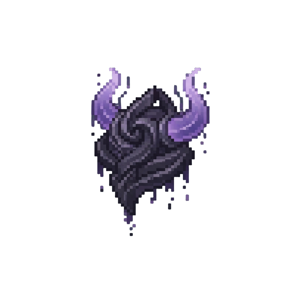 A Void Weaver Dripping Dark Purple Magic Particles and Ethereal Horns