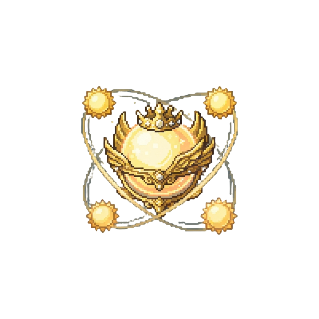 A Primordial Light Sovereign Surrounded by Orbiting Golden Suns