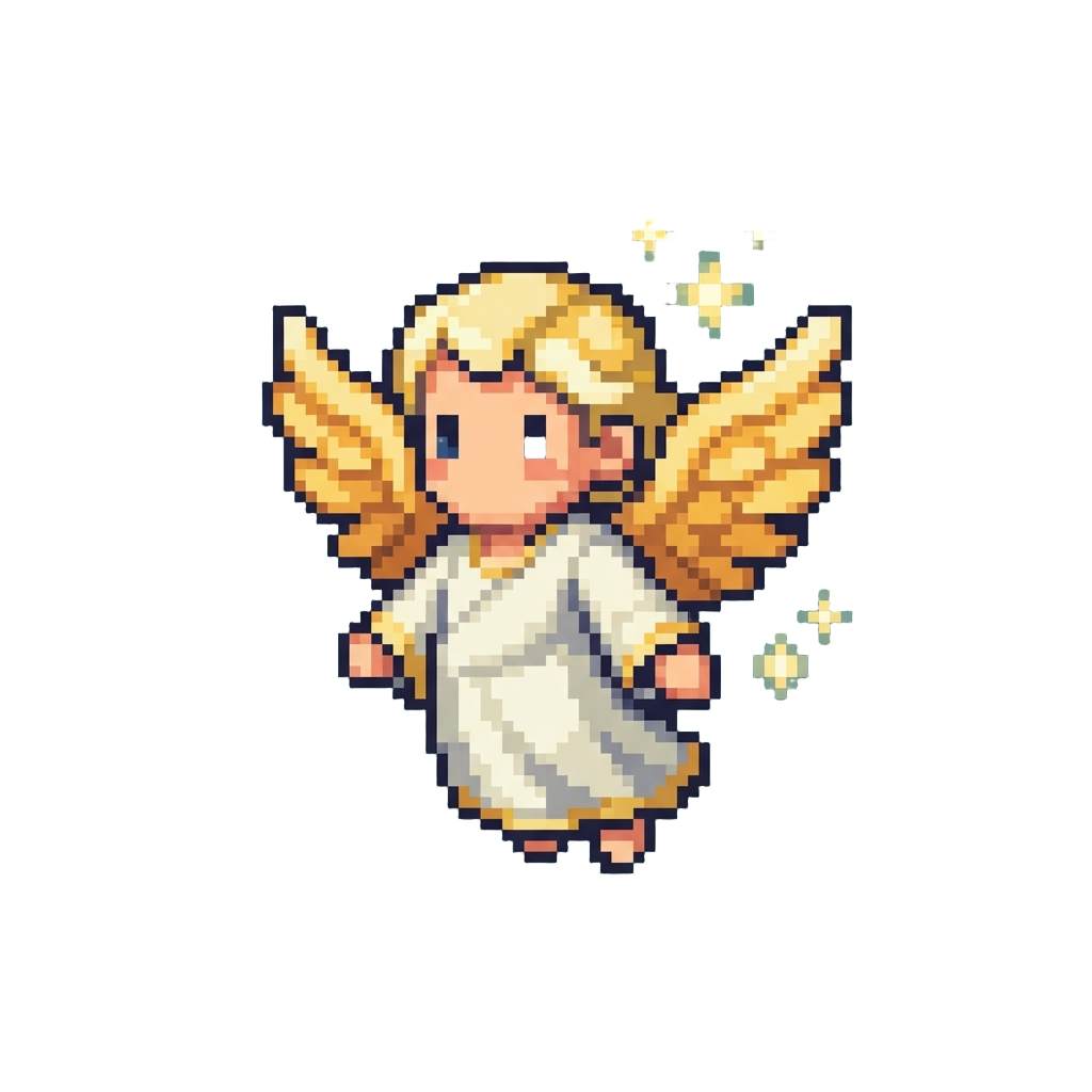 A High Cherub with Golden Wings and Floating Light Motes