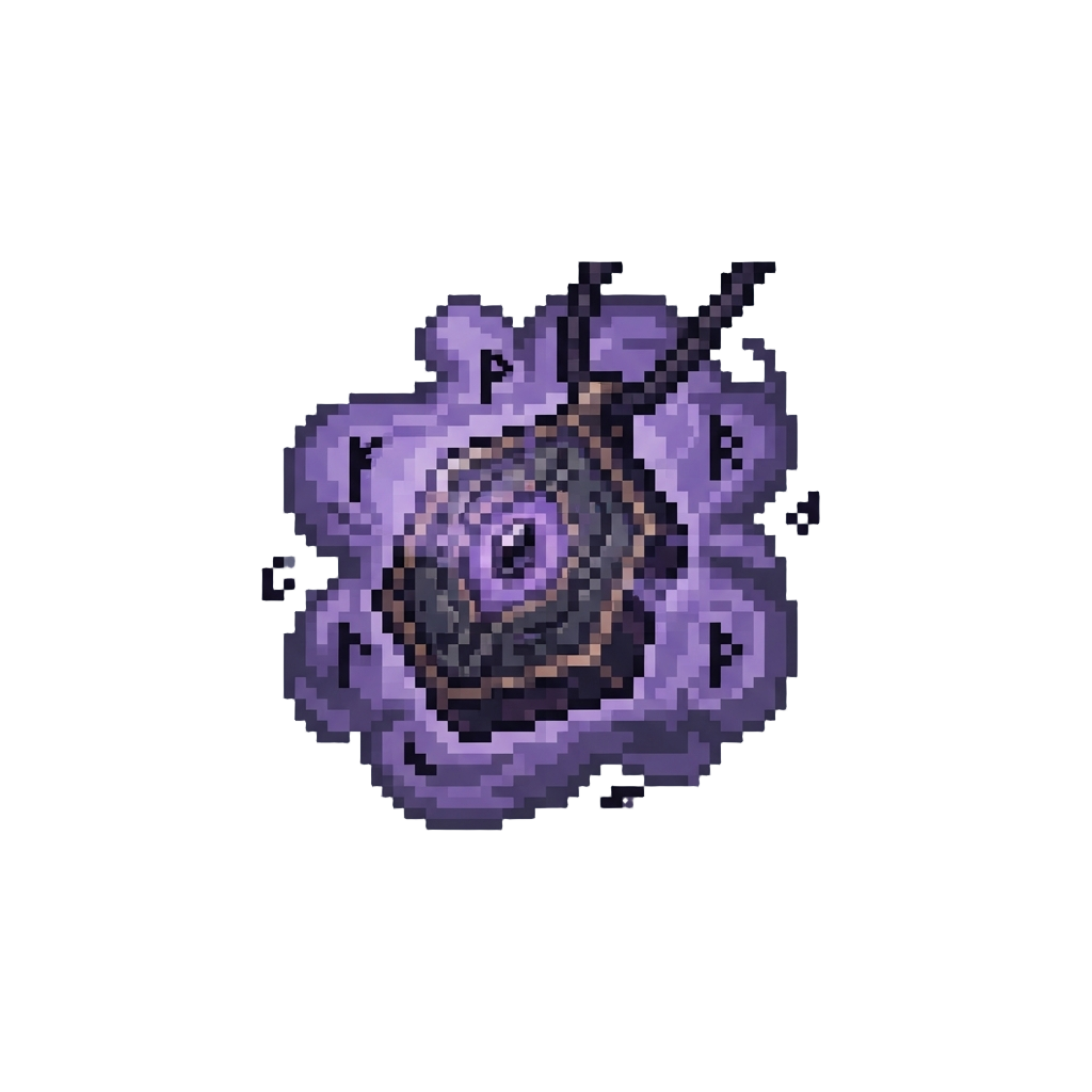 A Hex Caster Enveloped in Swirling Violet Smoke and Dark Sigils