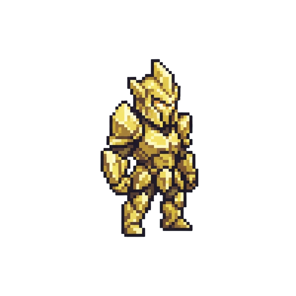 A Divine Titan with Crystalline Golden Armor and Light Beam Wings