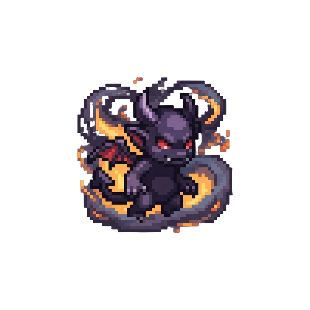 A Shadow Devil Surrounded by Swirlings Sulfur and Dark Smoke