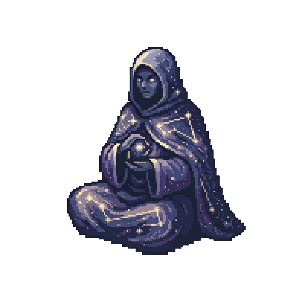 An Eternal Astral Deity Draped in Glowing Constellation Robes