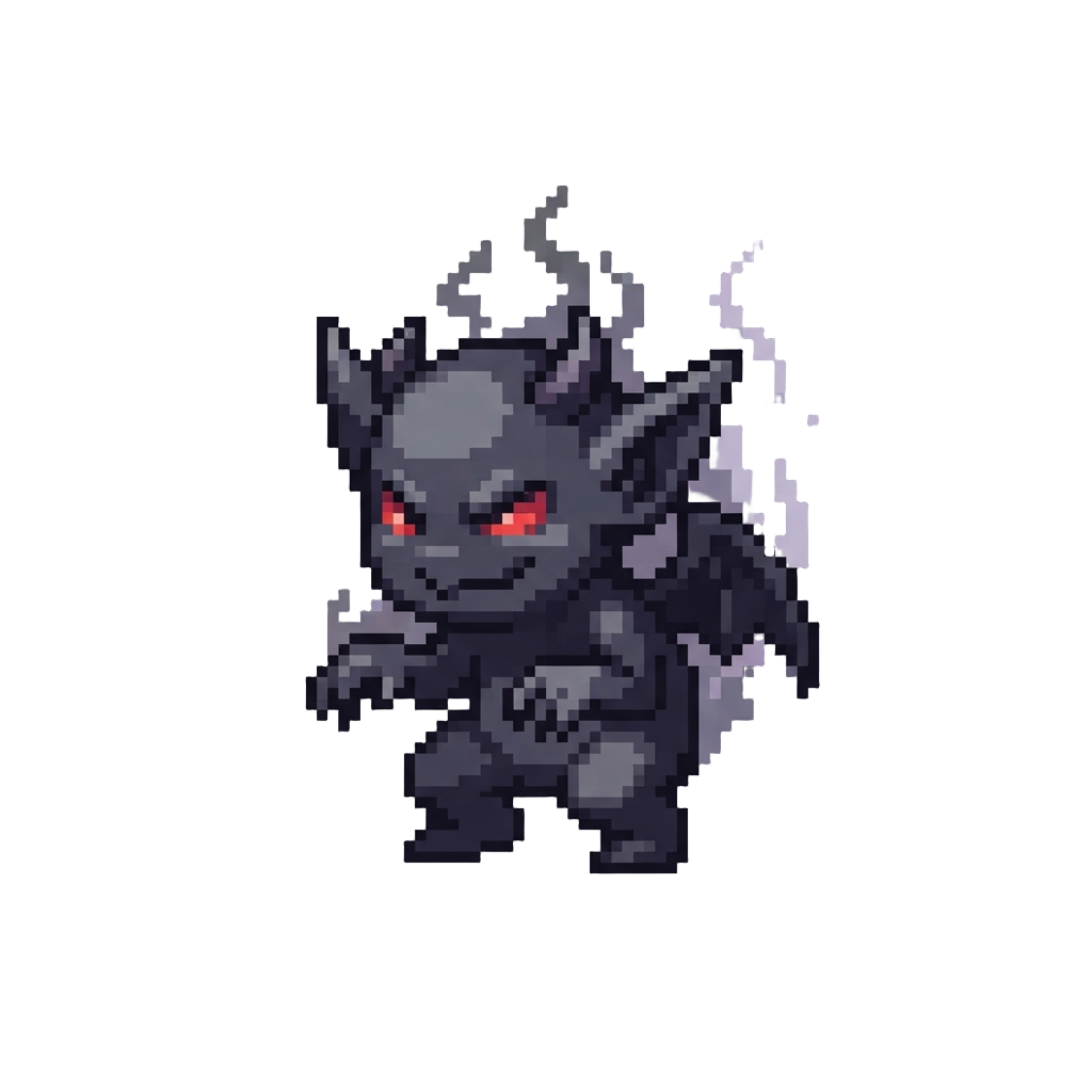 A Shadow Imp with Faint Smoke Trails and Pointed Ears