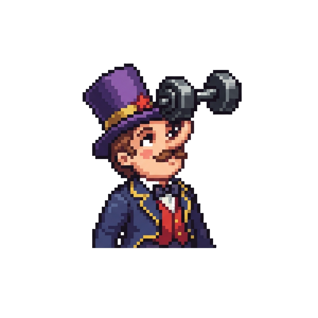 A Famous Magician Balancing a Dumbbell on His Nose