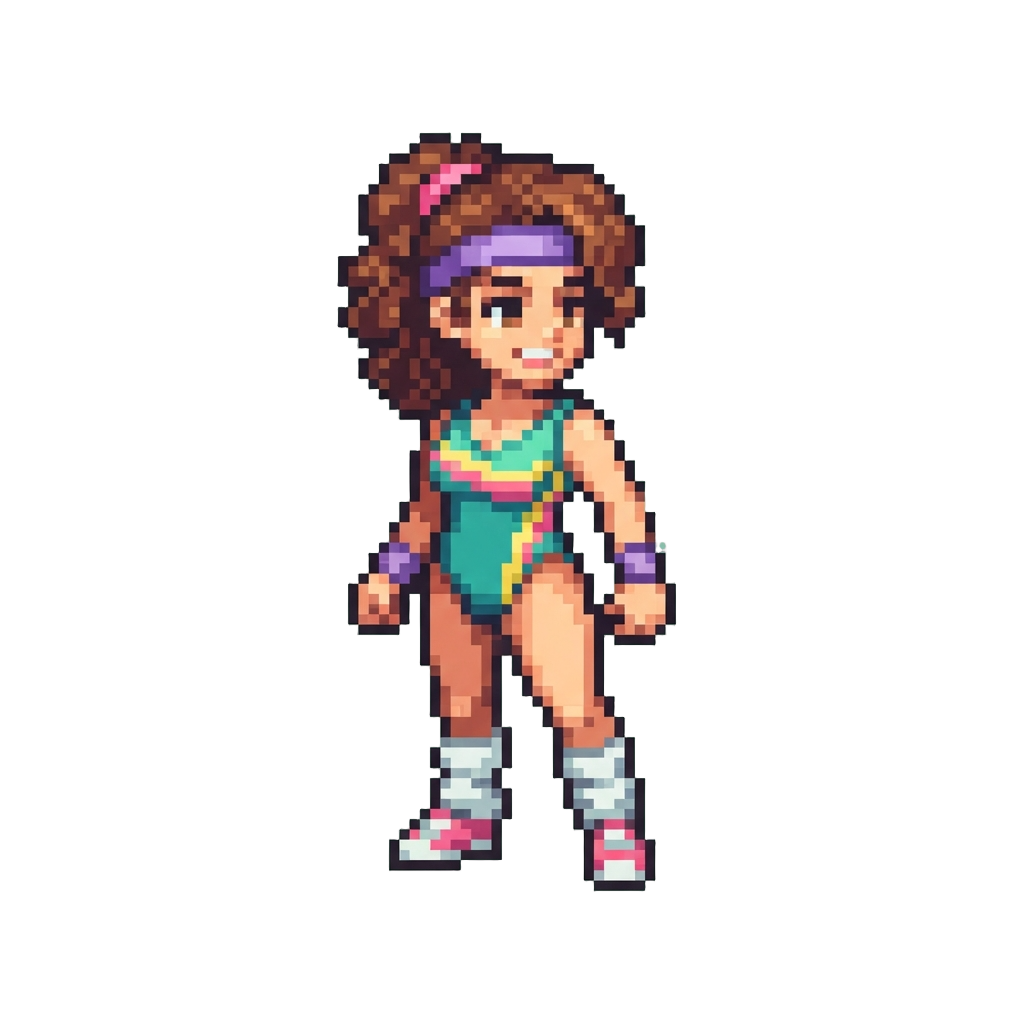 A Viral Retro Aerobics Instructor with Sweatbands
