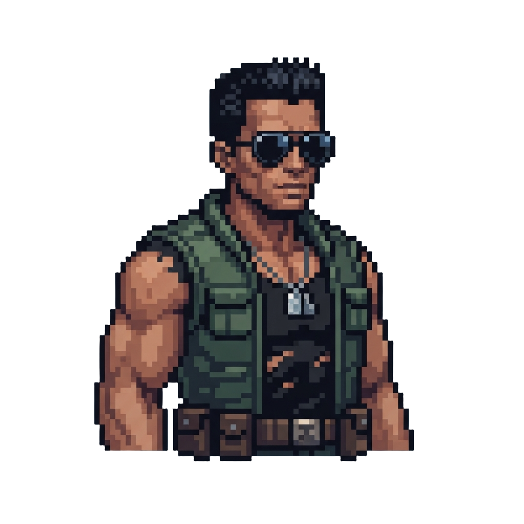 An Iconic Action Movie Hero with Sunglasses