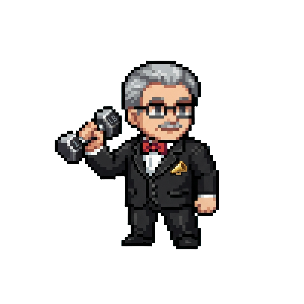A Fancy Movie Director Holding a Tiny 1lb Dumbbell