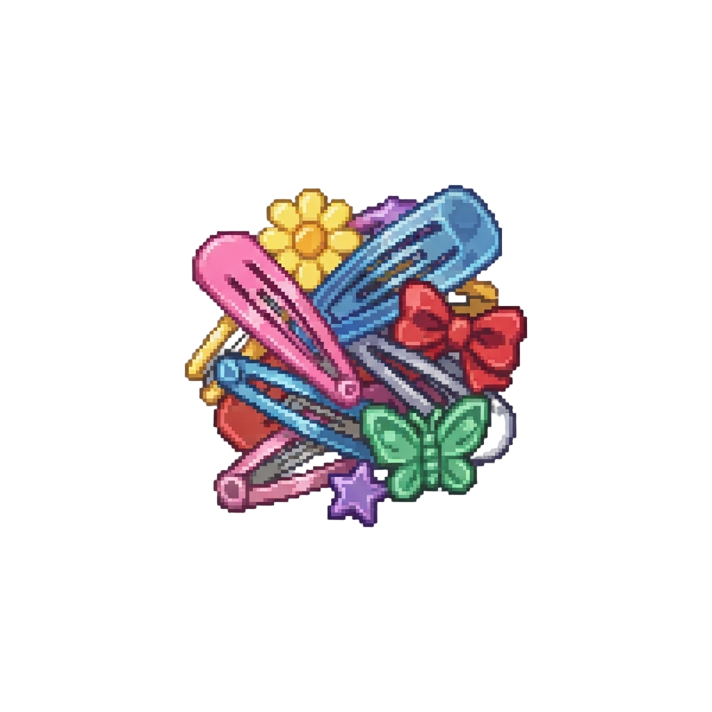 A Chaotic Tangle of Colorful Plastic Hair Clips Stuck Together