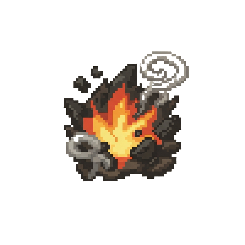 A Charred Frizz Explosion with Tiny Wafting Smoke Rings