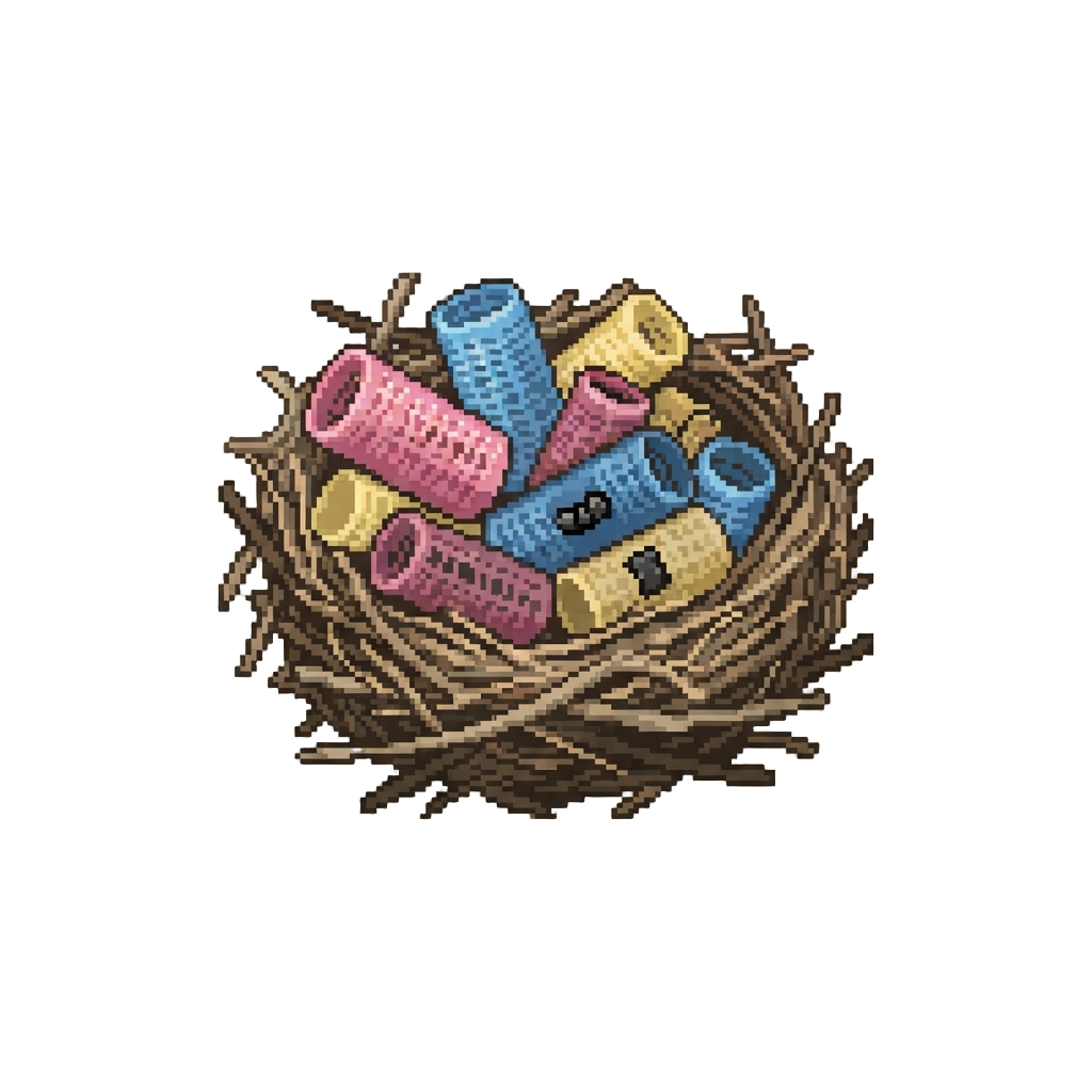 A Wild Tangled Bird's Nest Full of Plastic Curling Rollers