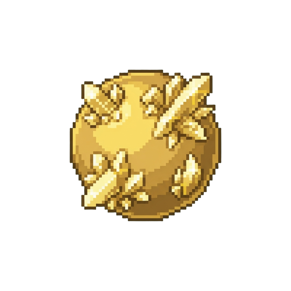 A Shiny Golden Planet Covered in Glittering Crystals