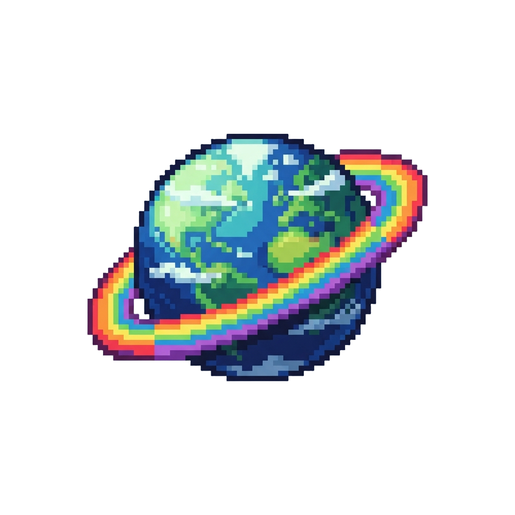 A Vibrant Rainbow-ringed Paradise Planet
