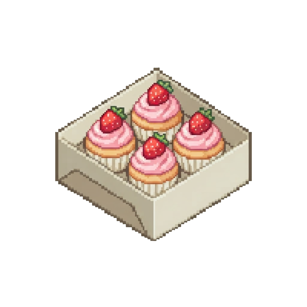 A Box of Fresh Strawberry Cupcakes