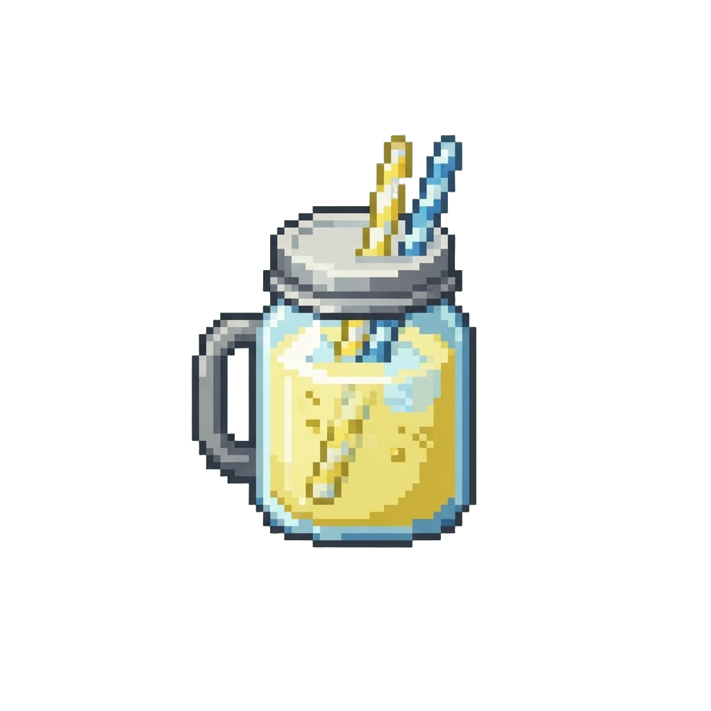 A Jar of Lemonade with Paper Straws