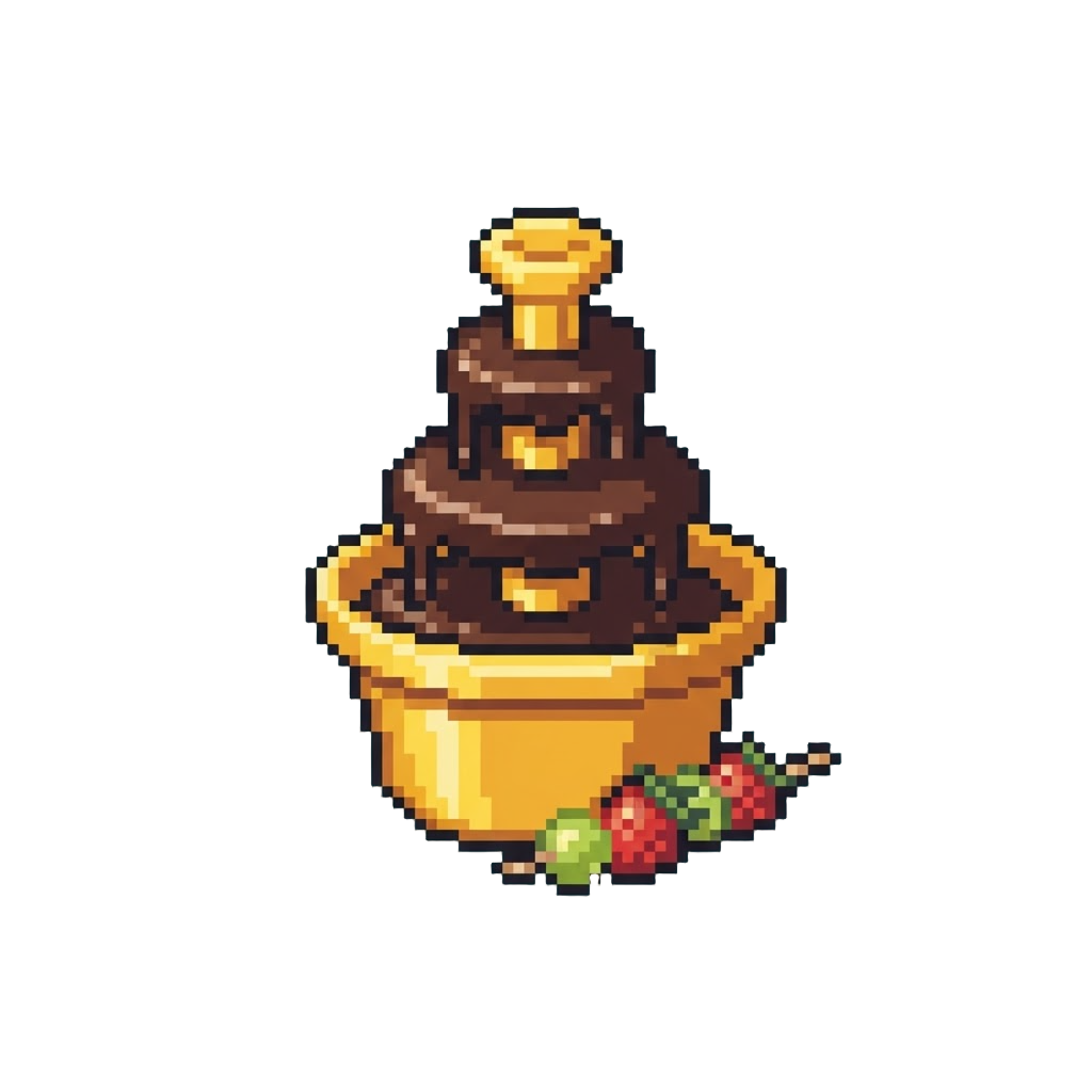 A Sparkling Golden Fondue Fountain with Fresh Fruit