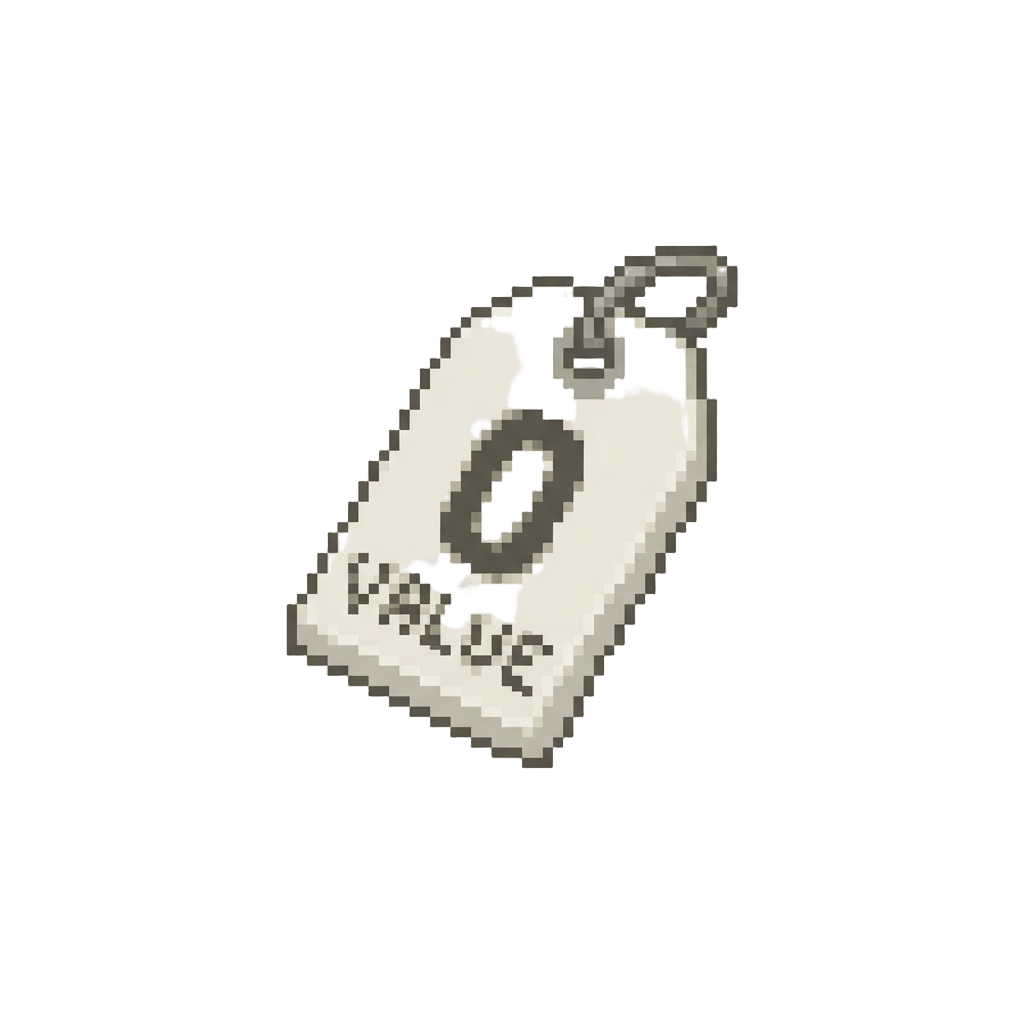 A Tiny Plastic Price Tag with Zero Value
