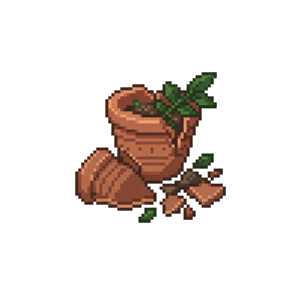 A Decorative Terracotta Flowerpot Shattered Into Pieces