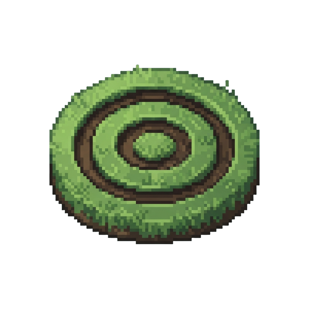 A Spiral Path Cut Lazily Into the Center of the Grass