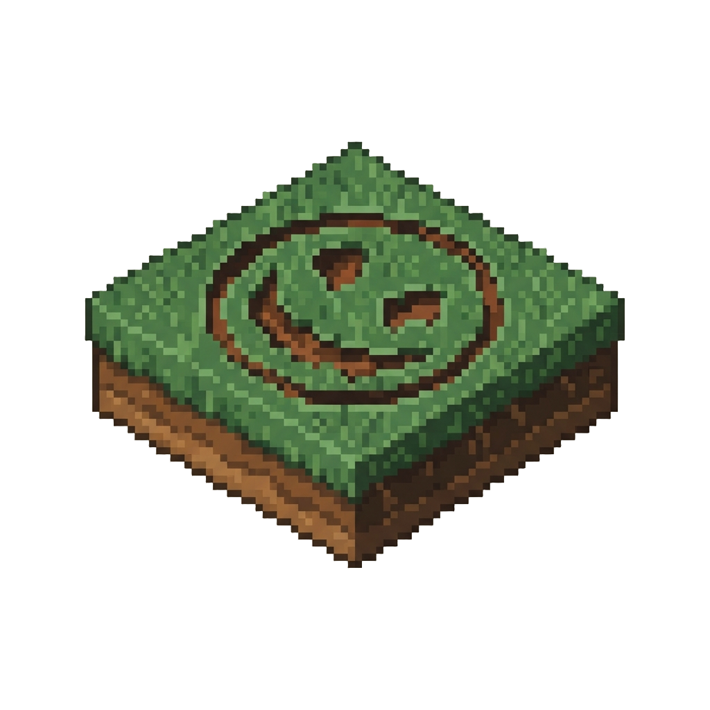 A Bizarre Smiley Face Outline Cut Into the Turf