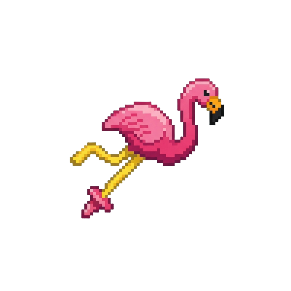 A Set of Miniature Lawn Flamingoes Knocked Spinning Away