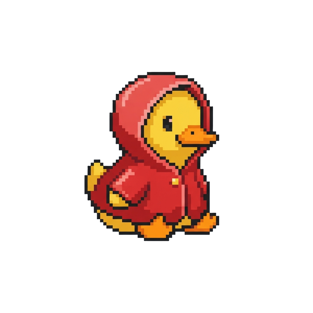 A Cute Yellow Duckling in a Raincoat